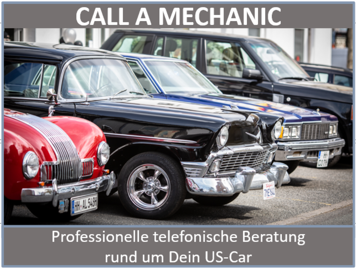 US-Cars vor Werkstatt
